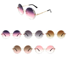 Load image into Gallery viewer, Round Rimless Circle Rhinestone Design Sunglasses
