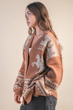 Load image into Gallery viewer, Camel Western Knit Sweater Cardigan