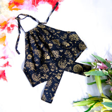 Load image into Gallery viewer, Black Mushroom Celestial Halter Top