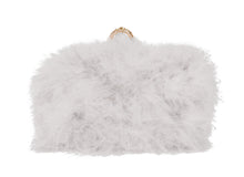 Load image into Gallery viewer, Gray Furry Feather Clutch