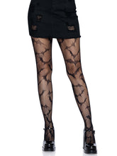Load image into Gallery viewer, Black with Pink Bows Sweetheart Striped Tights