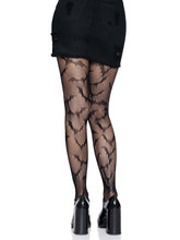 Load image into Gallery viewer, Black with Pink Bows Sweetheart Striped Tights