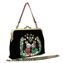 Load image into Gallery viewer, Bunnies Under The Mistletoe Kisslock Purse