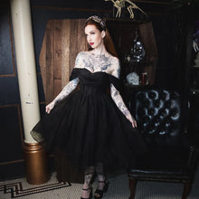 Load image into Gallery viewer, Octavia's Web Flocked Spiderweb Party Dress