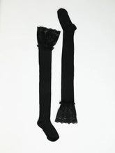 Load image into Gallery viewer, Black Lace Trimmed Knee High Socks