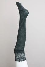 Load image into Gallery viewer, Black Lace Trimmed Knee High Socks