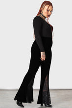 Load image into Gallery viewer, Marisola Velvet Lace Insert Bell Bottom Pants
