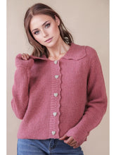 Load image into Gallery viewer, Mauve Knit Heart Button Down Knit Cardigan