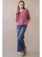 Load image into Gallery viewer, Mauve Knit Heart Button Down Knit Cardigan