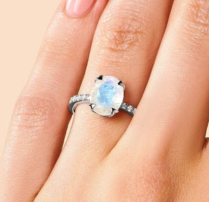 Moonstone and White Topaz Statement Ring
