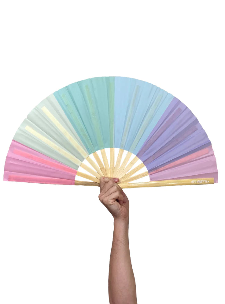 Pastel Rainbow Jumbo Hand Fan