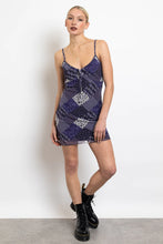 Load image into Gallery viewer, Purple Patchwork Printed Mesh Cami Dress