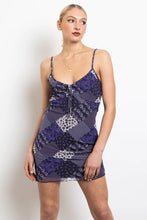 Load image into Gallery viewer, Purple Patchwork Printed Mesh Cami Dress