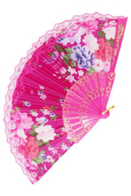 Load image into Gallery viewer, Poppy Peony Lace Trim Hand Fan- More Styles Available!