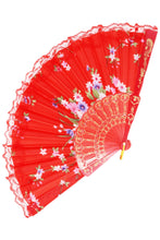 Load image into Gallery viewer, Poppy Peony Lace Trim Hand Fan- More Styles Available!