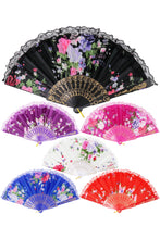 Load image into Gallery viewer, Poppy Peony Lace Trim Hand Fan- More Styles Available!