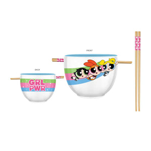Power Puff Girls Rainbow Grl Pwr Ceramic Ramen Bowl with Chopsticks