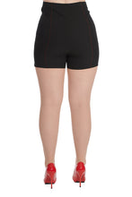 Load image into Gallery viewer, Black and Red Button High Waist Vintage Shorts