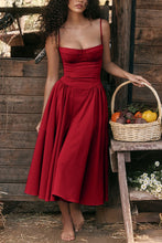 Load image into Gallery viewer, Red Thin Strap Midi Dress
