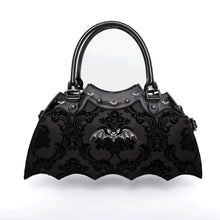 Load image into Gallery viewer, Black Damask Bat Handbag Purse