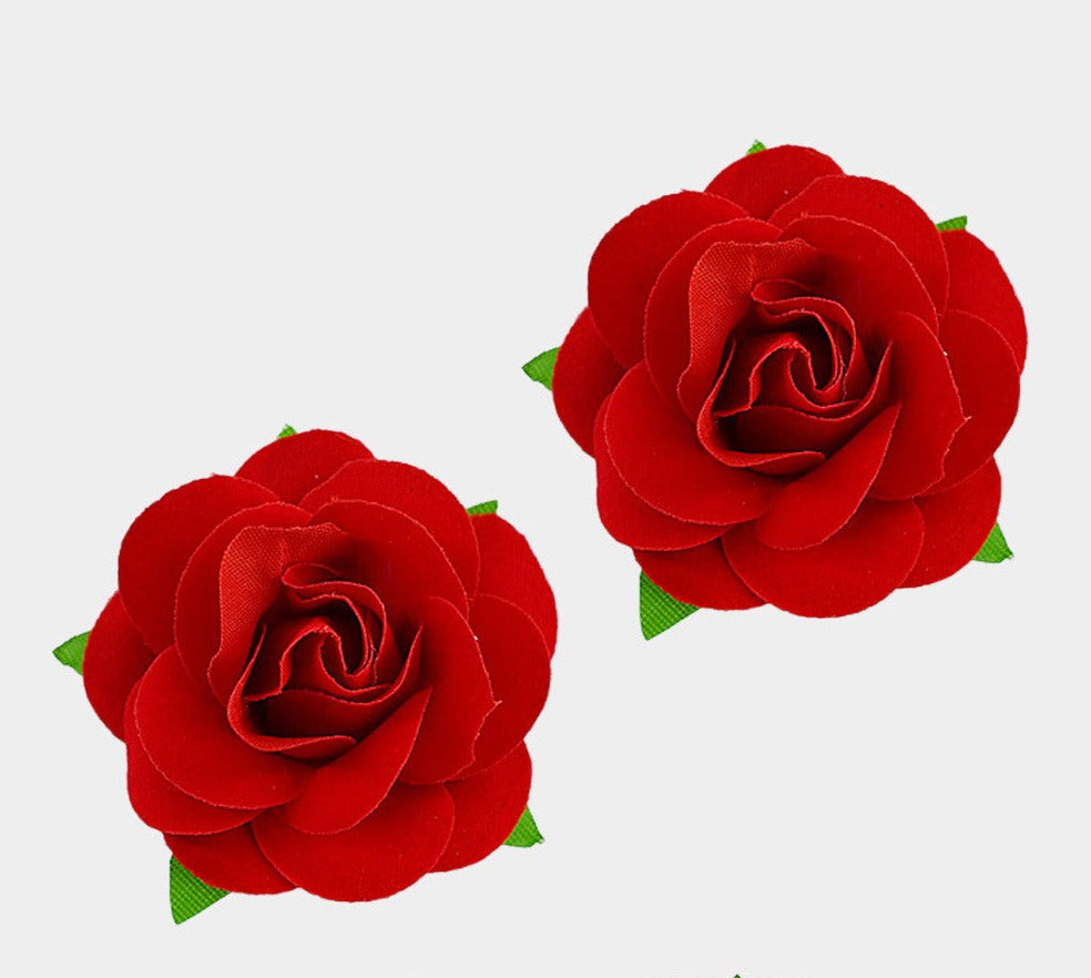 Rose Alligator Hair Clips- Red and Pink Available!