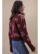 Load image into Gallery viewer, Wine Floral Soft Cardigan