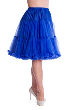 Load image into Gallery viewer, Blue tiered skirt worn by a person on a white background