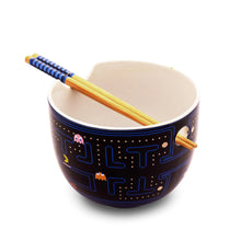 Load image into Gallery viewer, PAC-MAN Classic Maze 20oz Ceramic Ramen Bowl and Chopstick Set