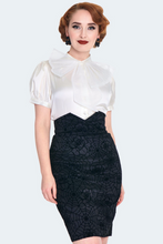 Load image into Gallery viewer, Floral Spiderweb Flocked Pencil Skirt