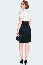 Load image into Gallery viewer, Floral Spiderweb Flocked Pencil Skirt
