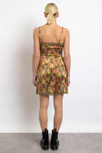 Load image into Gallery viewer, Green Retro Floral Satin Mini Cami Dress