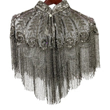 Load image into Gallery viewer, Gray Beaded Collared Capelet