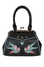 Load image into Gallery viewer, Rockabilly Swallows Convertible Kisslock Purse