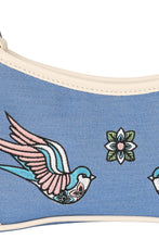Load image into Gallery viewer, Rockabilly Swallows Blue and White Mini Shoulder Purse