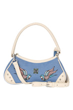 Load image into Gallery viewer, Rockabilly Swallows Blue and White Mini Shoulder Purse