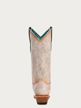 Load image into Gallery viewer, Pink Luminescent Embroidery Straw Square Toe Cowboy Boots