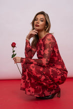 Load image into Gallery viewer, Warm Floral Bell Sleeve Maxi Dress
