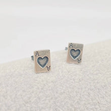 Load image into Gallery viewer, Ace of Hearts Dainty Sterling Silver Stud Earrings