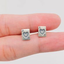 Load image into Gallery viewer, Ace of Hearts Dainty Sterling Silver Stud Earrings