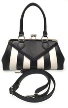 Load image into Gallery viewer, Black and White Striped Kisslock Handbag Purse