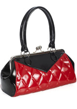 Load image into Gallery viewer, Red and Black Quilted Vintage Style Handbag
