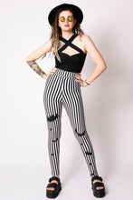 Load image into Gallery viewer, Sweet Sweet Bats Black and White Stripe Leggings
