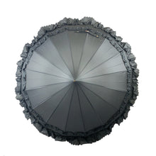 Load image into Gallery viewer, Black Classic Frilled Umbrella Parasol