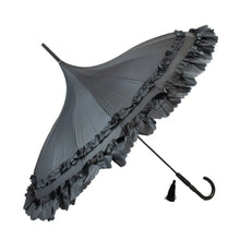 Load image into Gallery viewer, Black Classic Frilled Umbrella Parasol