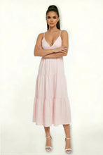 Load image into Gallery viewer, Woman wearing a light pink dress with a white background