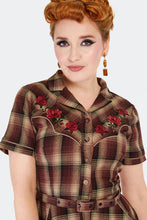 Load image into Gallery viewer, Brown Western Style Flare Shirt Dress
