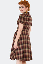 Load image into Gallery viewer, Brown Western Style Flare Shirt Dress