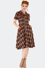 Load image into Gallery viewer, Brown Western Style Flare Shirt Dress
