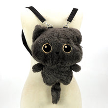 Load image into Gallery viewer, Gray Cartoon Cat Plush Backpack