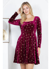 Load image into Gallery viewer, Burgundy Celestial Velvet Midi Dress